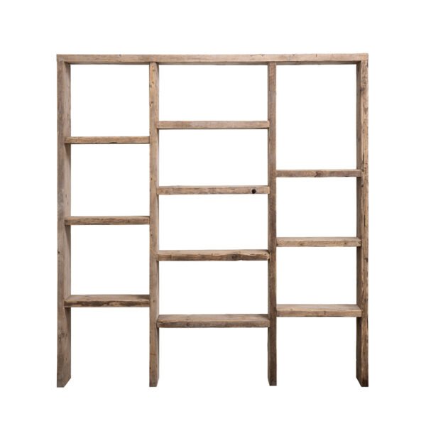 Libreria assi grezze 13 scomparti 200X24X215h