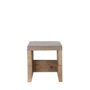 Cubo assi grezze con cuscino in lino grezzo 43x43x43