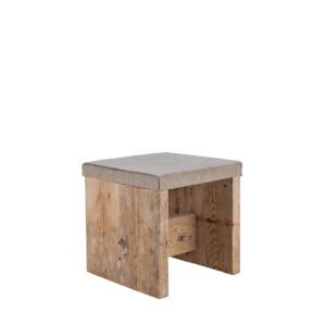 Cubo assi grezze con cuscino in lino grezzo 43x43x43 - Image 2