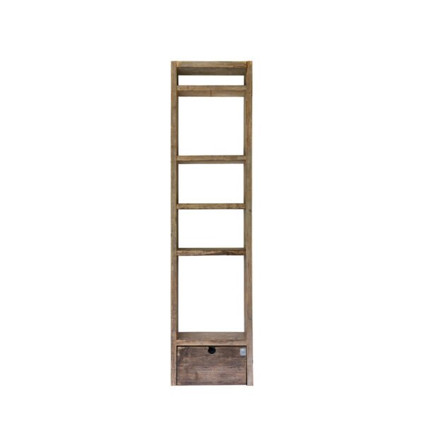 Scaffale assi grezze 5 ripiani con cassetto 65x29x260h