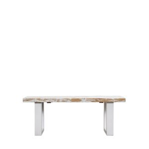 Panca assi grezze bianco sfumato, gamba ferro bianco 120x36x43h