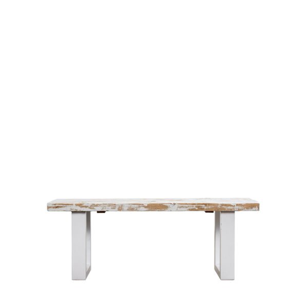 Panca assi grezze bianco sfumato, gamba ferro bianco 120x36x43h