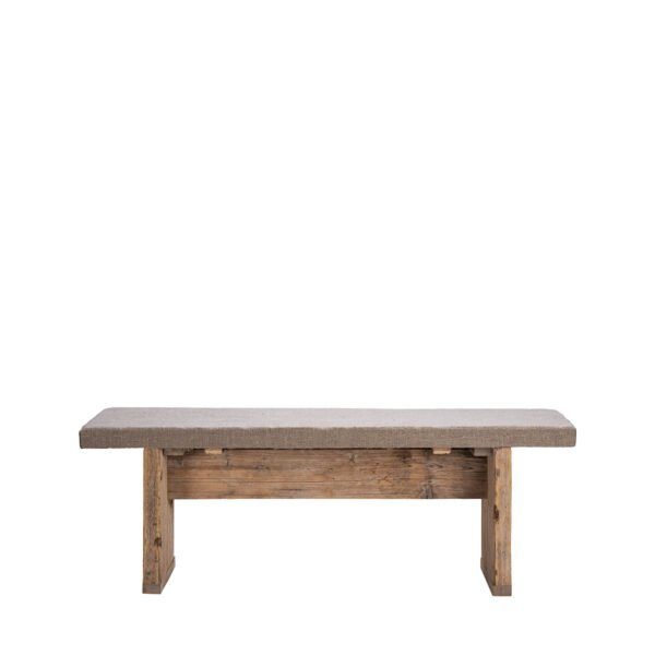 Panca assi grezze seduta imbottita lino grezzo 120x36x43h