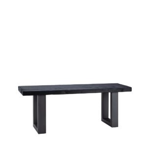 Panca assi grezze nere con cavalletti ferro nero 120x36x43h - Imagen 2