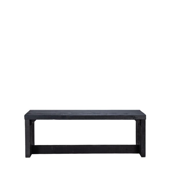 Panca assi grezze nere con trave sotto 120x36x43h