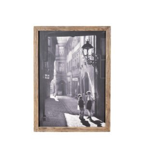 Quadro cornice assi grezze, bimbi in strada 70X100