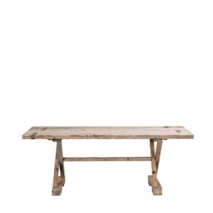 Tavolo assi grezze con gambe incrociate 200x76x75h