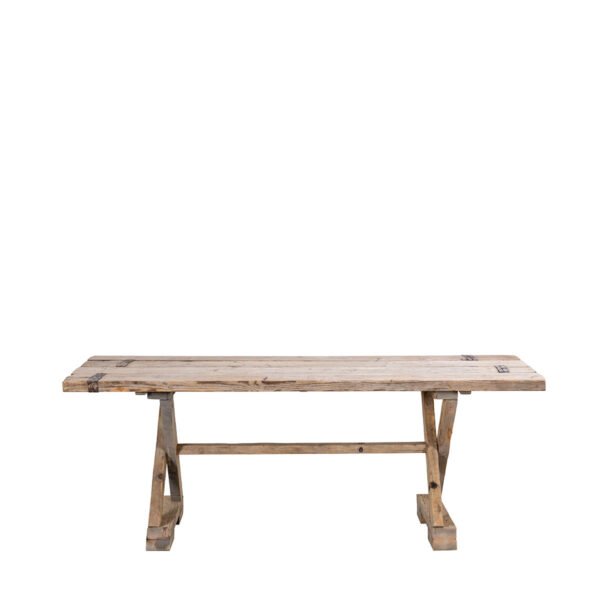 Tavolo assi grezze con gambe incrociate 200x76x75h
