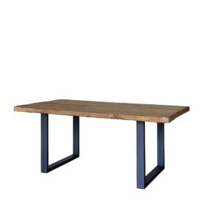 Tavolo in assi grezze verniciate, con cavalletti 185x100x75h