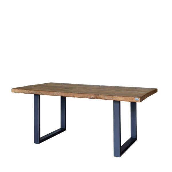 Tavolo in assi grezze verniciate, con cavalletti 185x100x75h