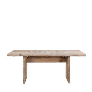 Tavolo assi grezze con vano e sassi decorativi 190x100x75h