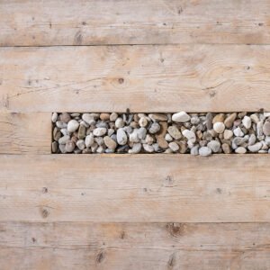 Tavolo assi grezze con vano e sassi decorativi 190x100x75h - immagine 3