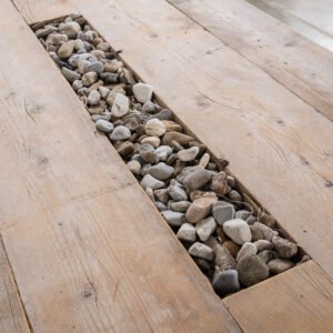 Tavolo assi grezze con vano e sassi decorativi 190x100x75h - immagine 4