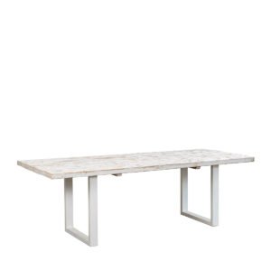 Tavolo assi grezze bianco sfumato su cavalletti in ferro bianco 230x100x75h - Image 2