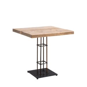 Tavolo assi grezze fusto e base in ferro 70x75x75h