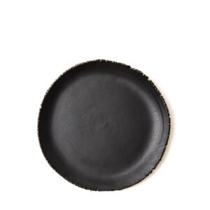 Piatto sbeccato in gres nero D28X2,5h
