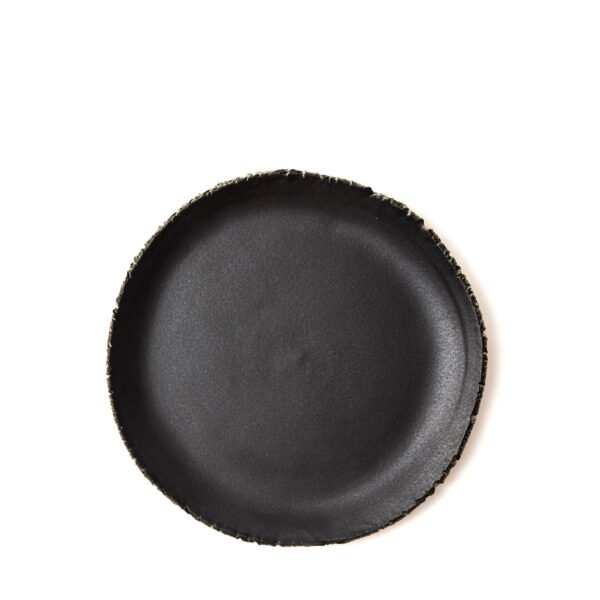 Piatto sbeccato in gres nero D28X2,5h