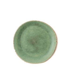 Piatto sbeccato in gres verde D28x2,5h