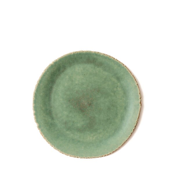 Piatto sbeccato in gres verde D28x2,5h