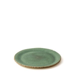 Piatto sbeccato in gres verde D28x2,5h - immagine 2