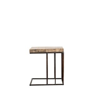Sgabello in assi grezze struttura in ferro verniciato 43x40x44H