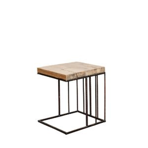 Sgabello in assi grezze struttura in ferro verniciato 43x40x44H - immagine 2