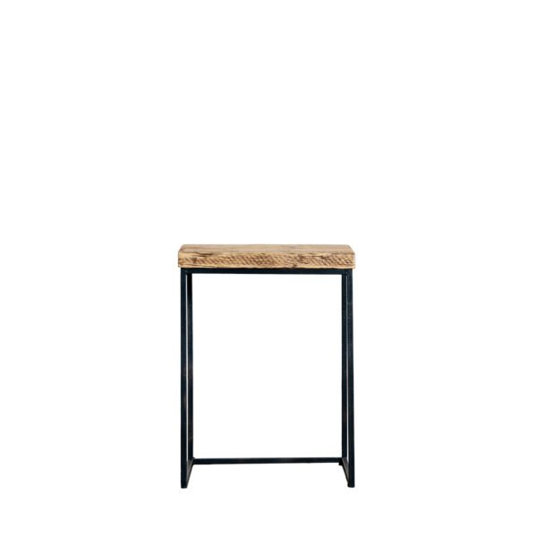 Tavolino in assi grezze struttura in ferro 43x31x60H