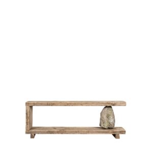 Panchina rustica in assi grezze con sasso 120x30x43H