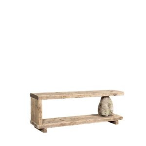 Panchina rustica in assi grezze con sasso 120x30x43H - immagine 2