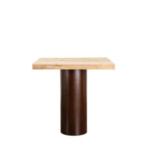 Tavolino in assi grezze con gamba industriale 80x80x75H