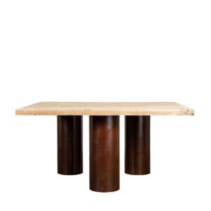 Tavolo Maxi quadrato in assi grezze con gambe in stile industriale 145x145x75H